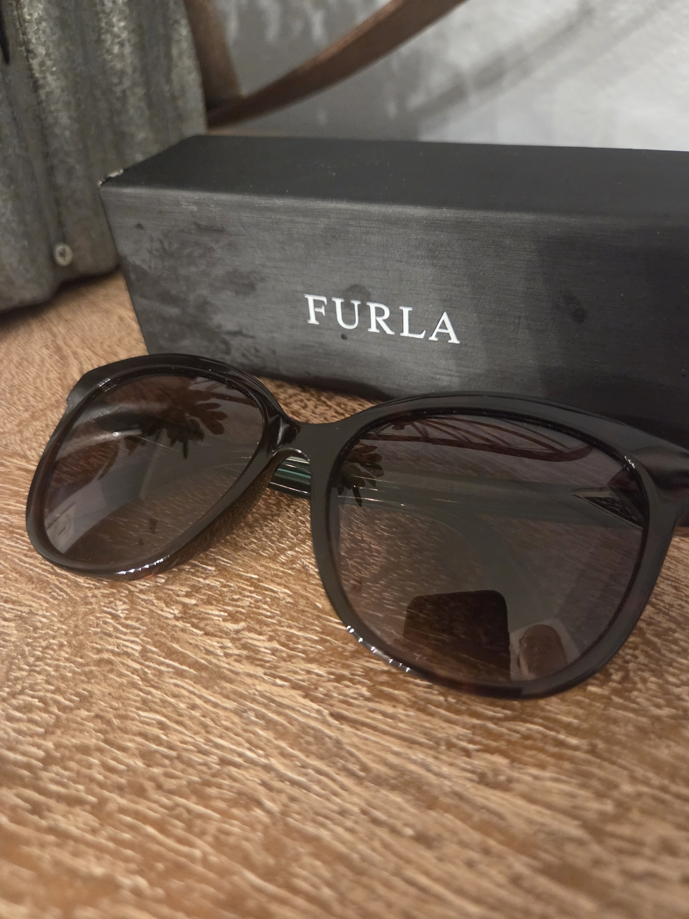 Furla Women’s Black Sunglasses - Classic Oversized Fashion With Green Sides